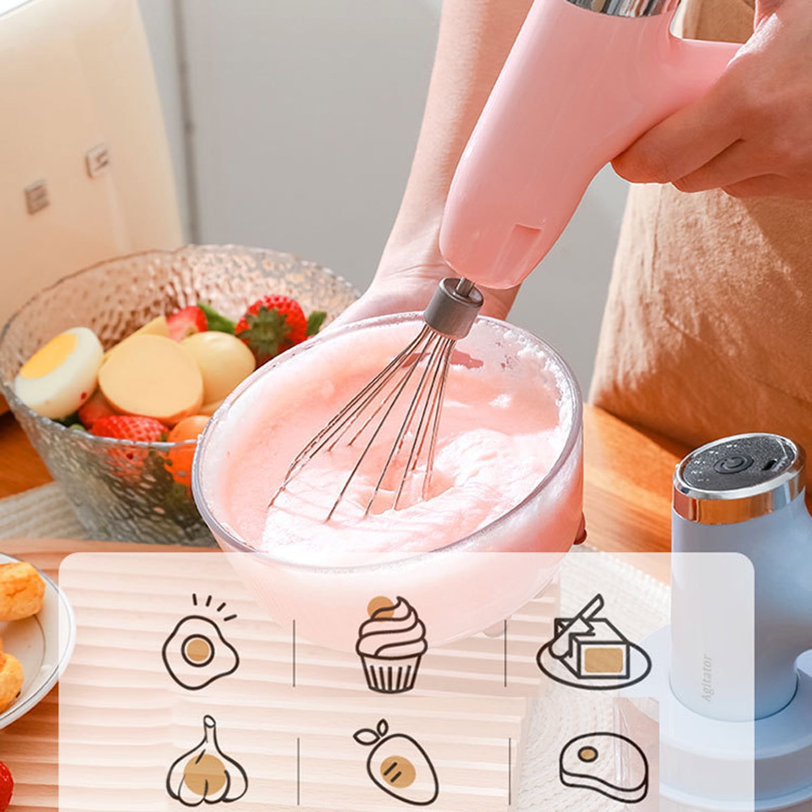 Electric Hand Mixer with Dough Hooks and Traditional Beater Handheld Mixer for Baking,and Blending, Lightweight and Powerful Kitchen Mixer for Cake, Cookie, and Egg Beating, for Home Bakers
