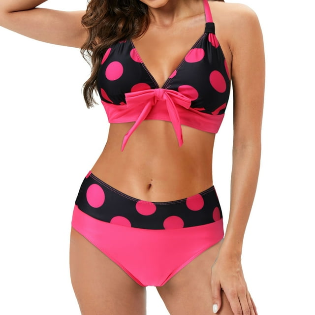 Gibobby Conjunto de Traje de Baño para Mujer Swimjupmsuit Tamaño Bikini Acolchado Más Traje de baño Ropa de playa Estampado Traje de baño Mujer Trajes de(Rosa,M)