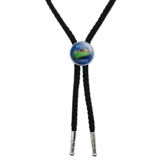 Doggy Dog Paddle Canoe Dogs Western Southwest Cowboy Necktie Bow Bolo Tie