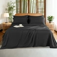 thumbnail image 4 of Sonoro Kate 100% Organic Luxurious Bamboo Sheets, King Sheet Set 6-Piece with 16" Deep Pocket, Silky Smooth Luxury Bed Sheets, Black, 4 of 8