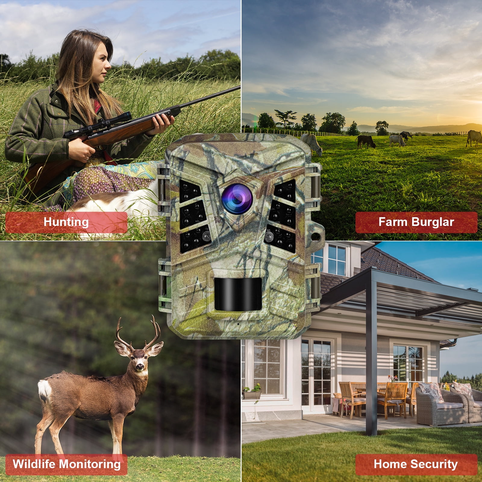 VANBAR 1080P 20MP Trail Camera with Night Vision,Super Fast 0.2s Deer Game Camera for Wildlife Hunting Monitor,with 32GB Card and Baterries