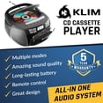 thumbnail image 2 of Reproductor de CD y casete KLIM con Bluetooth y radio AM/FM, color plata, 2 of 7