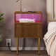 thumbnail image 1 of Mesa de noche JOONEE con enchufe y luz LED, mesa auxiliar con cajón de almacenamiento, mesa con estrías para sala y dormitorio, 1 of 7