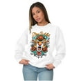 thumbnail image 4 of Stay Wild Tiger Head Rose Tattoo Unisex Plus Fleece Graphic Sweatshirt Brisco Brands 5X, 4 of 5