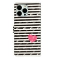 thumbnail image 3 of for iPhone 13 Pro Max PU Leather Flip Case, Stylish Wrist Strap Kickstand Magnetic Card Slots Pattern Shockproof Protective Durable Portable Ultra Slim Phone Case for Men Women - Striped Heart, 3 of 9