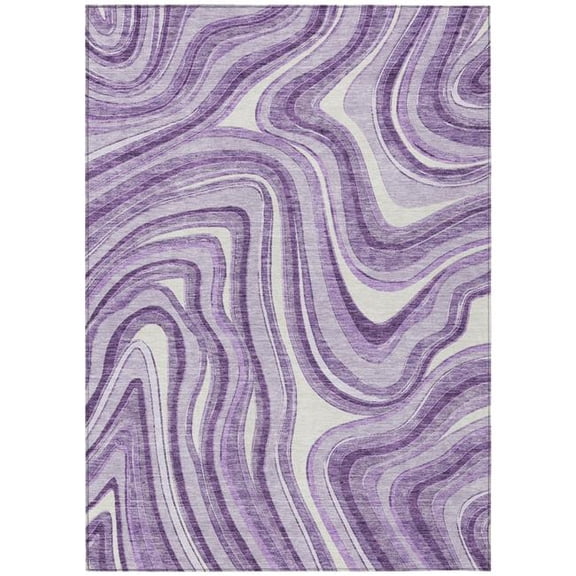 HomeRoots 585235 8 x 10 ft. Abstract Washable Indoor & Outdoor Rectangle Area Rug, Lavender, Purple & Ivory
