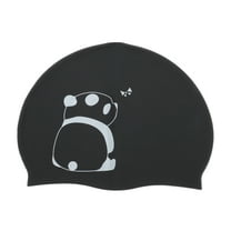 Unique Bargains 1 Pc Silicone Animal Pattern Swim Cap Black White