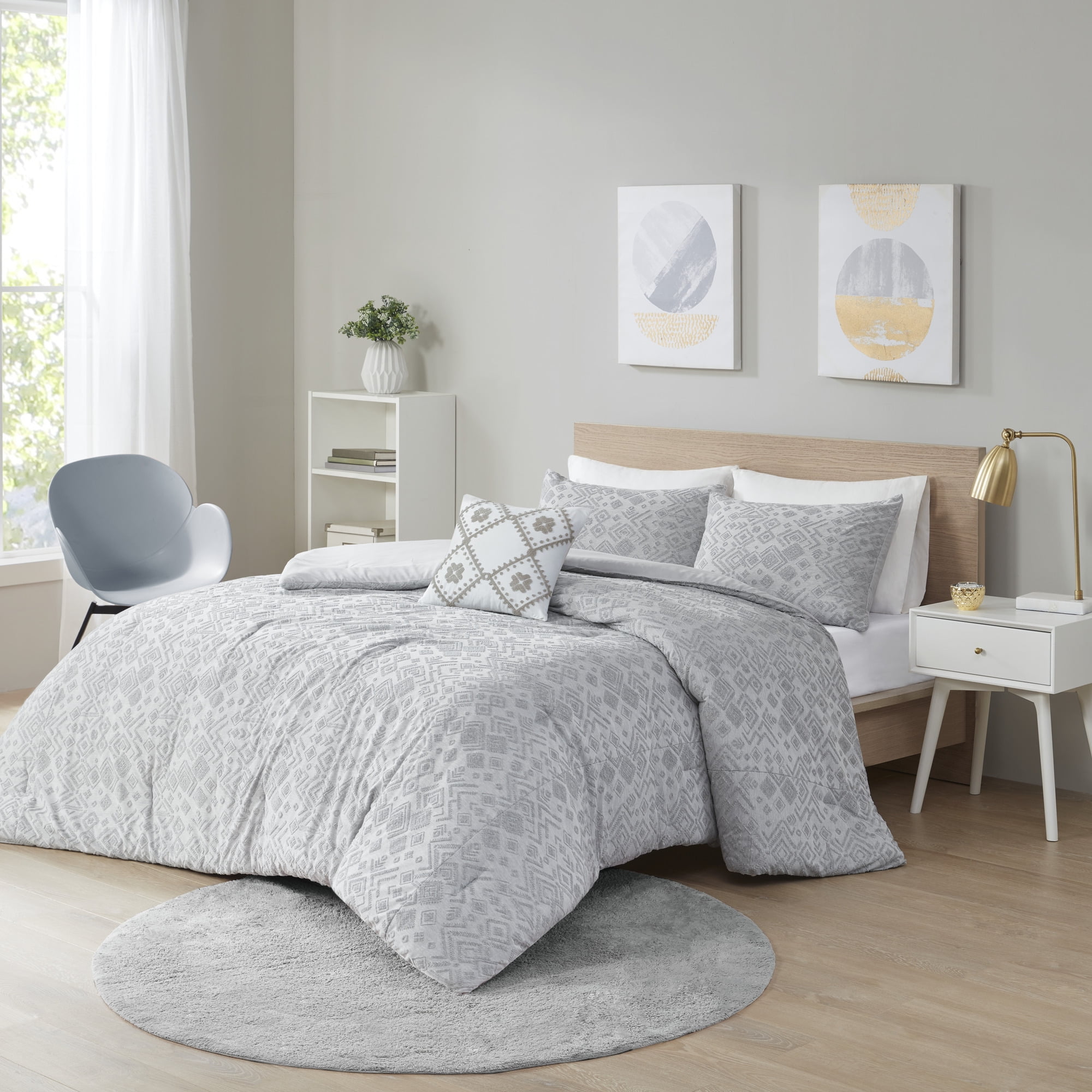 Home Essence Apartment Sadie Jersey Comforter Set, Full/Queen, Grey