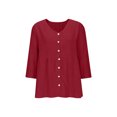 thumbnail image 5 of MaFYtyTPR Womens Linen Shirts 3/4 Sleeve Tops for Women Trendy Solid Color V-Neck Button Cardigan Lightweight Loose Three-Quarter Tee Blouse Z-Red XXL, 5 of 5