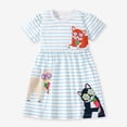 thumbnail image 2 of LYMAYTER 2-7Y Toddler Girls Summer Casual Dress Kids Cute Cartoon Animal Pattern Short Sleeve Dress, 2 of 8