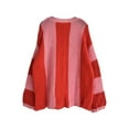 thumbnail image 4 of IMENGL Striped bell sleeve pullover sweater, Red M, Size M-XL, 4 of 8