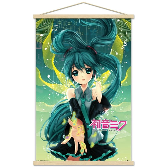 Hatsune Miku - Notes Wall Poster with Wooden Magnetic Frame, 22.375" x 34"