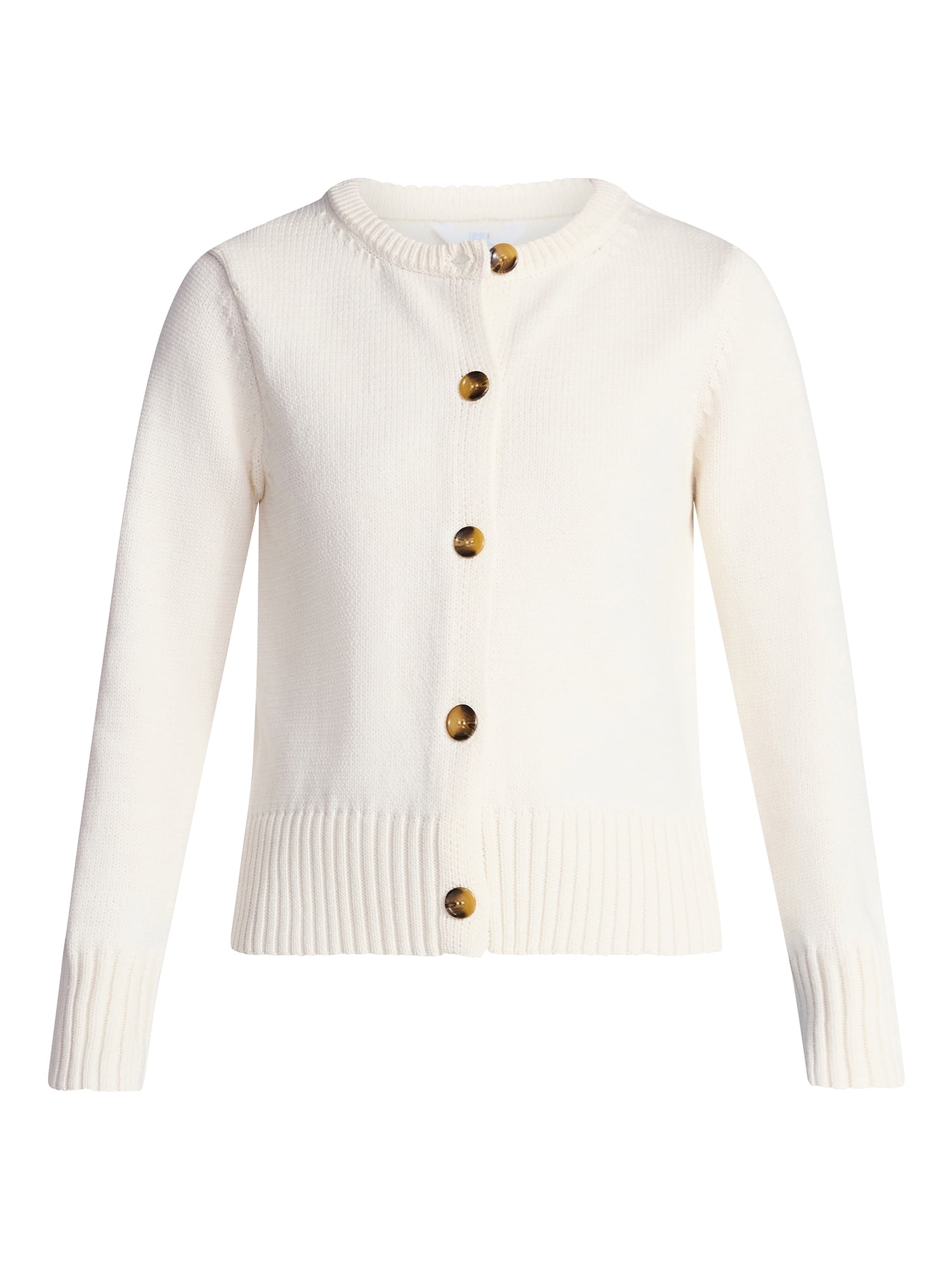 Time and Tru Women's Button Front Cardigan Sweater, Midweight, Sizes XS-XXXL