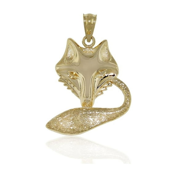 Gold Fox Charm Pendant - 10 Karat Solid Gold - Animal Pendant - Fox Jewelry