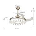 thumbnail image 5 of 4 Retractable Blades Chandelier Fan With Remote Control, Modern 42Inch 3 speed LED Ceiling fan With LED Light, Silver, Acrylic Lampshade, 5 of 7