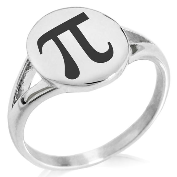 Stainless Steel Pi Mathematical Minimalist Oval Top Polished Statement Signet Ring