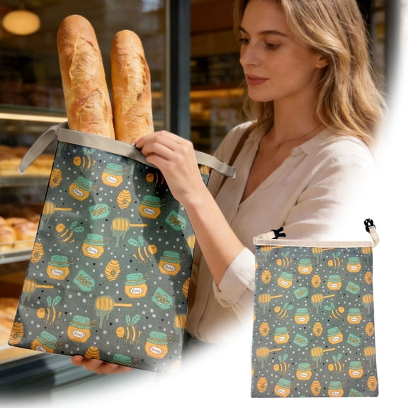 Beeswax Lining Bread Bags, Reusable Bread Bags for homemade & sourdough bread, Moisture Lock with Zip for Bread Freshness with Sealing (1PCS,Grey)