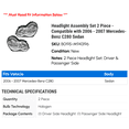 thumbnail image 2 of Headlight Assembly Set 2 Piece - Compatible with 2006 - 2007 Mercedes-Benz C280 Sedan, 2 of 2