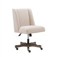 thumbnail image 3 of Linon Chaise de Bureau Pivotante Rembourrée Base en Bois Gris Lavé en Lin Naturel, 3 of 16