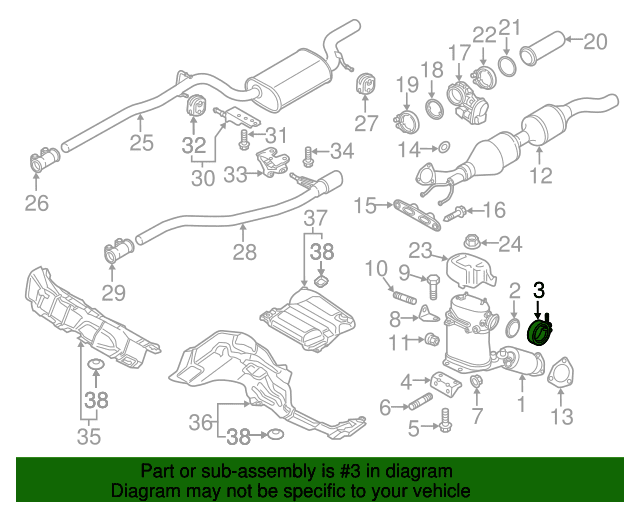 VOLKSWAGEN 1K0253725 GENUINE OEM CONVERTER /& PIPE CLAMP