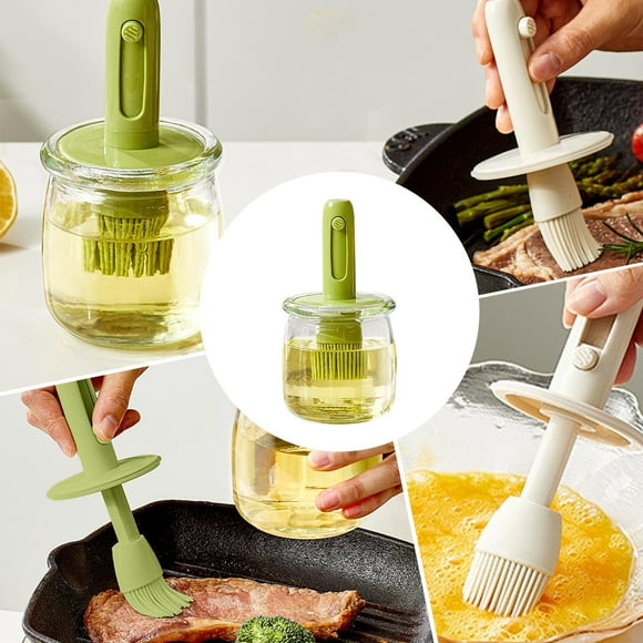 Brocha telescópica para aceite, brocha de silicona para aceite de alta temperatura, botella de aceite integrada para cocina, barbacoa y repostería, botella de aceite para cocinar, fácil