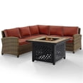 thumbnail image 1 of Crosley Furniture Bradenton 4Pc Fabric Fire Pit Sectional Set in Brown/Red, 1 of 11
