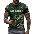 thumbnail image 5 of Mexico Men's Soccer Jersey, Men's Mexican Heritage Aztec Graphic T-Shirt, Short Sleeve Athletic Football Top, Eagle and Snake Emblem Fan Gear, 5 of 6