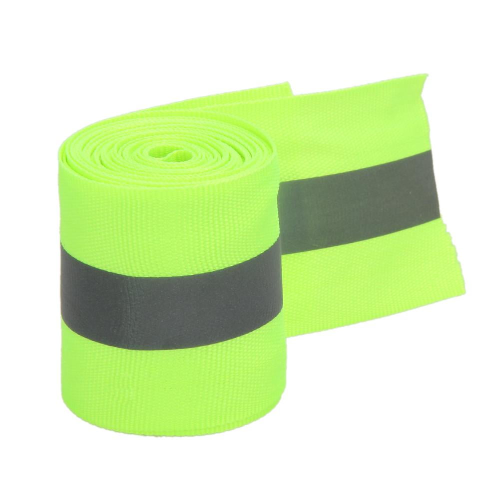 Unisex Reflective Lime Green Gray Tape Sew On 2" Trim Fabric Material 10 Feet 