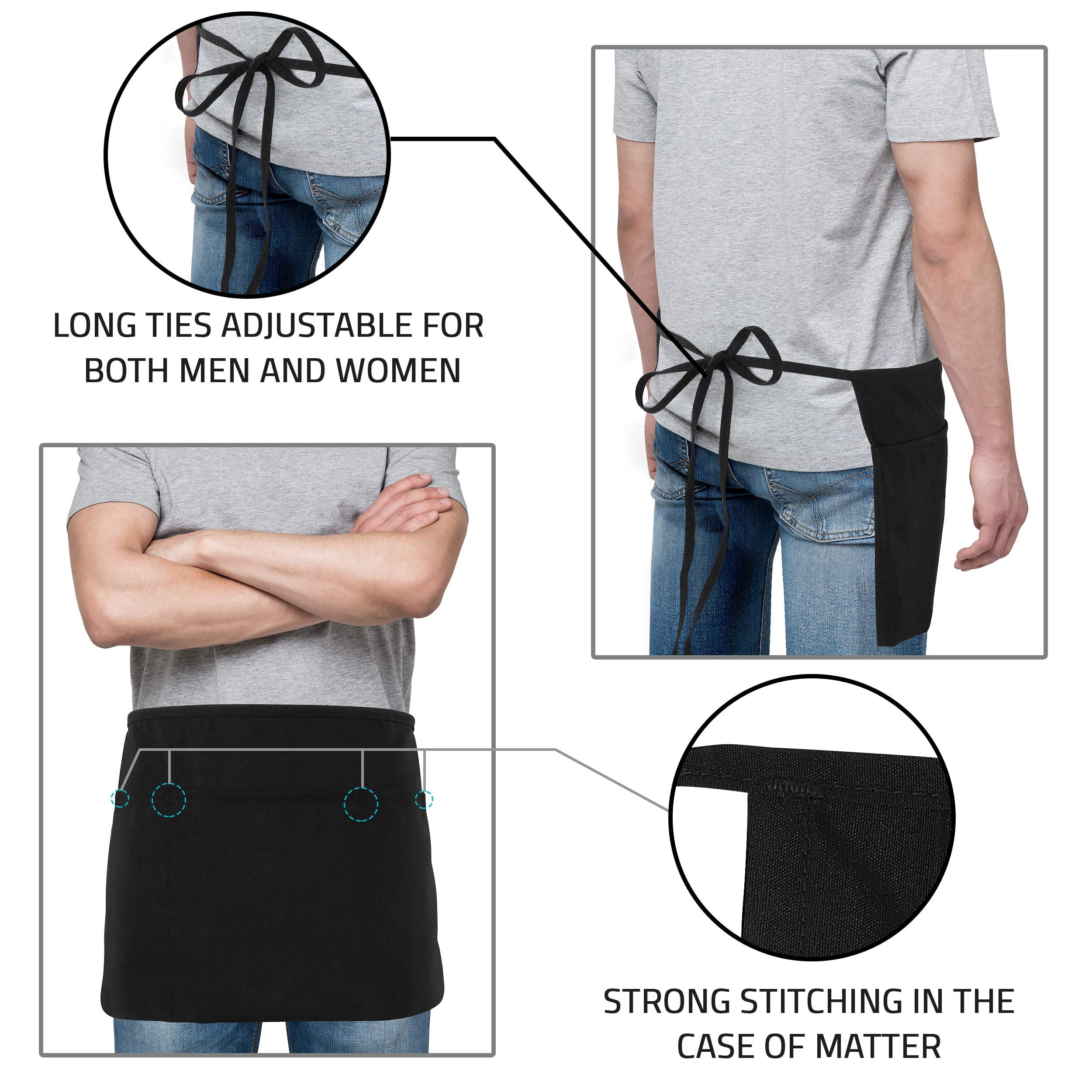 Cooking Aprons Black 24x12 Inches (Pack of 12)