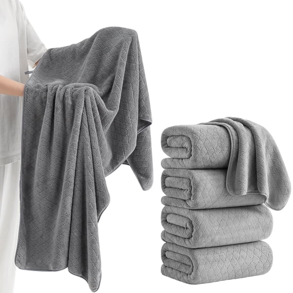 Kebury 4 Pack Large Bath Towel, 35x70" Oversize Bath Sheets Towels for Adults, Ultra Soft Towel Quick Dry Highly Absorbent Shower Bathroom Towels Spa Hotel Camp Use (Dark Gray)