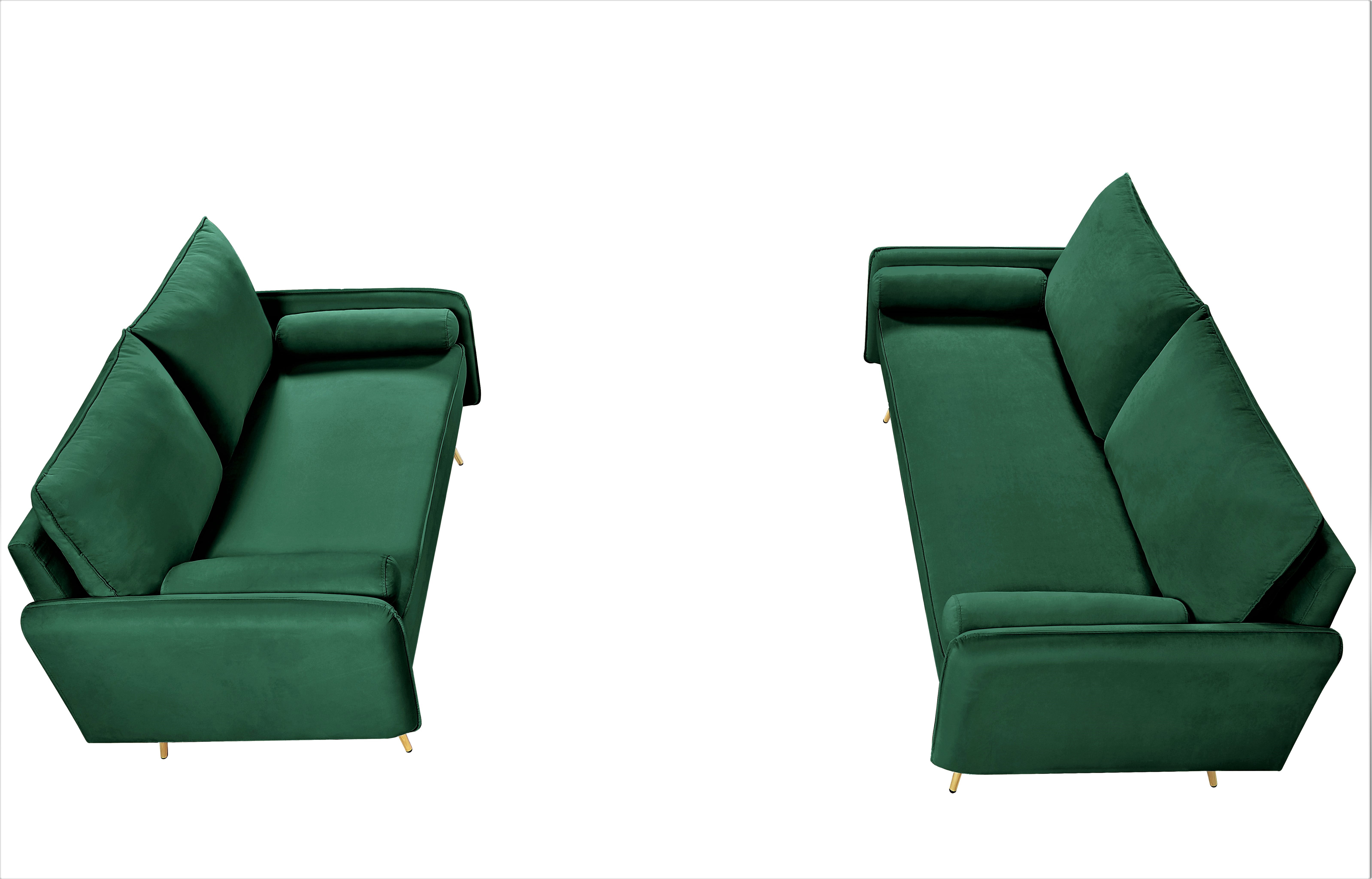 US Pride Furniture Villeda Velvet 2 PC Living Room Set Sofa & Loveseat Green