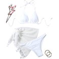 thumbnail image 4 of Women's 3 Piece Bathing Suit Triangle Bikini Swimsuit Set with Cover Up Skirt, 4 of 6
