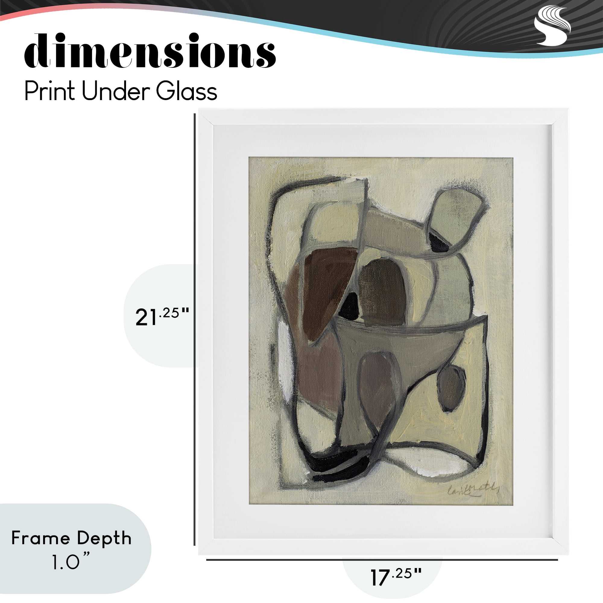 Stupell Industries Rustic Curved Shapes Abstract White Framed Print Under Glass, design by Lanie Loreth