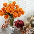 thumbnail image 3 of Zukuco 4 Bundles Artificial Fall Mums Flowers Silk Small Chrysanthemum Ball Outdoor Flower UV Resistant Autumn Home Kitchen Outside Porch Garden Pots Decoration (Orange), 3 of 10