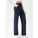 thumbnail image 2 of Pantalones de yoga DLOODA para mujer, pernera ancha y cintura alta, color azul marino, 2 of 6