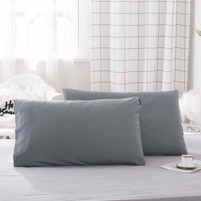 Funda De Almohada 2 protectores de almohada de poliéster gris de 48x74 cm,transpirables y resistentes al aceite,ideales para hoteles y uso doméstico. Rkxzt
