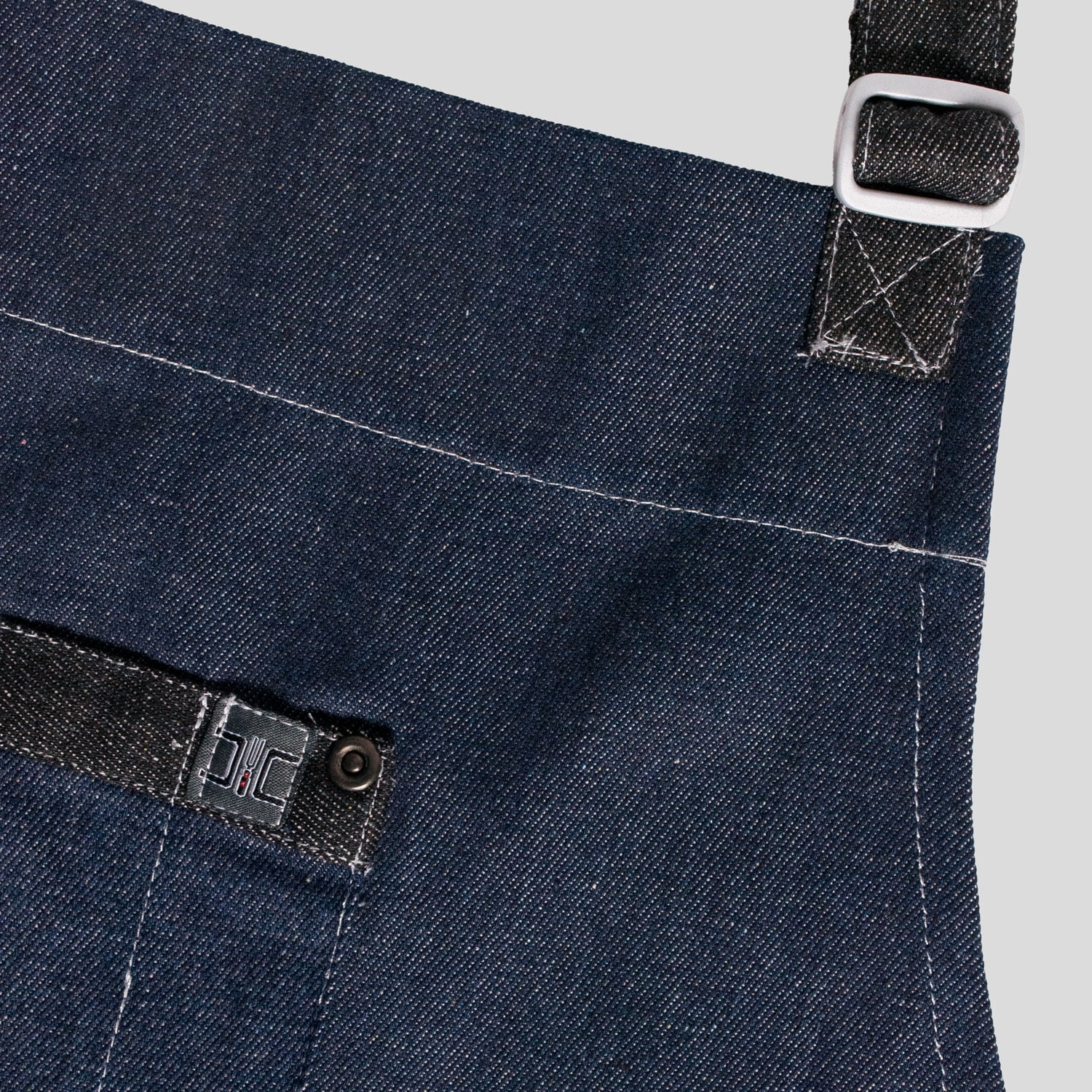 Chef Code Denim 3-Pocket Bib Apron with Adjustable Neck Strap, 34" Long