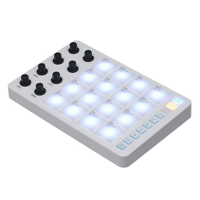 Contrôleur de Tambour MIDI USB, Faible Latence SMC Stable 16 Rétroéclairé RGB 8 Boutons Adaptables Contrôleur MIDI Portable pour Débutant pour OS X