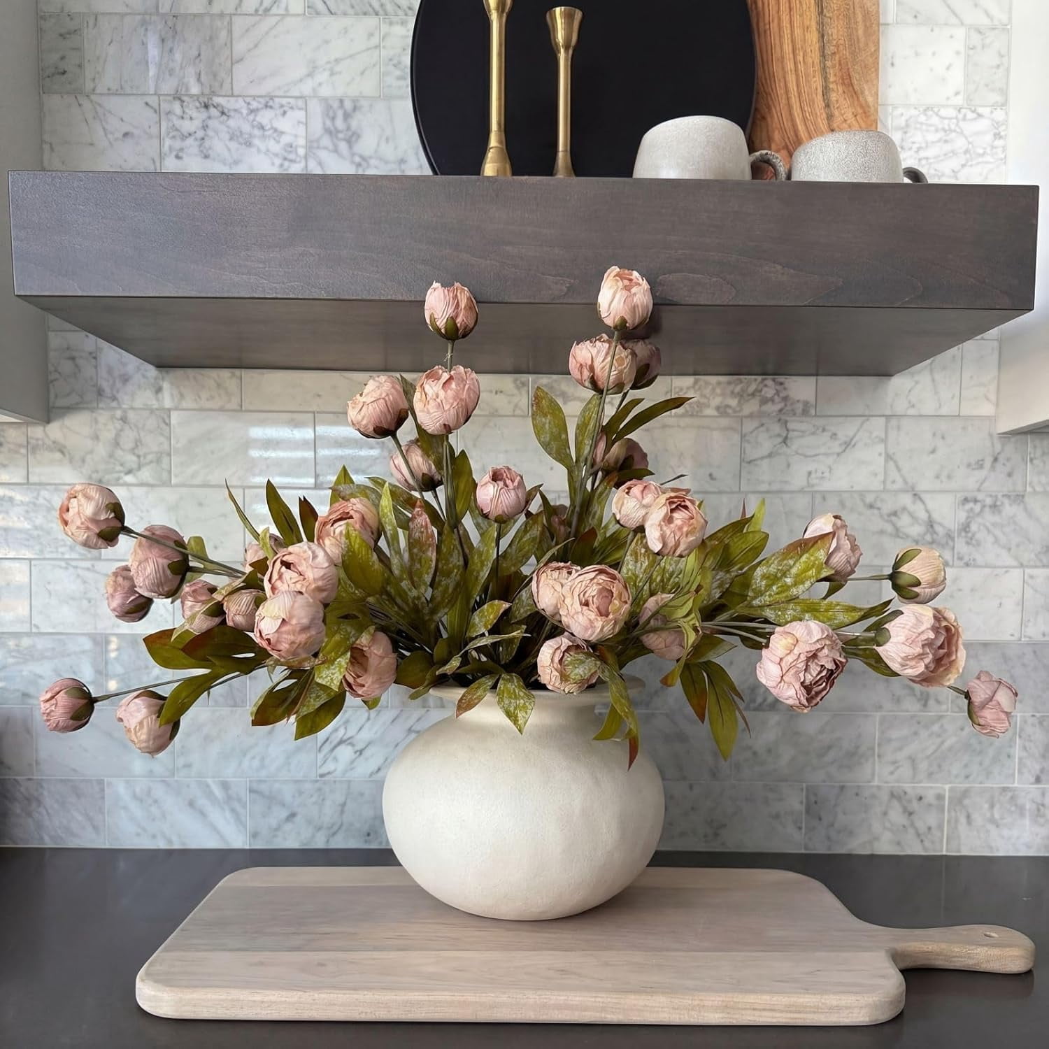 KUNPENG Mother's Day Flowers, Wedding Flowers, Artificial Peonies, Fake Flowers, Silk Peony Stems, Bridal Shower Decor, Vase Filler, Home Decoration Champagne*4