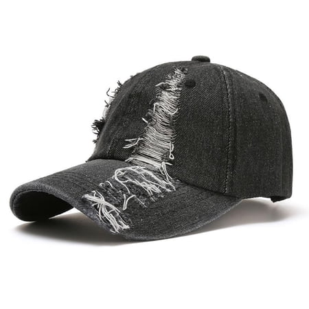 STETMN Vintage Denim Baseball Cap Unisex Ripped Adjustable Trucker Hat Streetwear Trendy Caps