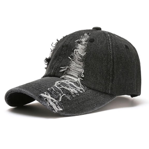 QSAWXQZ Unisex Distressed Denim Baseball Cap Ripped Washed Jean Hat Women Men Vintage Style Fashion Hip Hop Hat Free Size