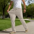 thumbnail image 6 of Mens Golf Pants Lightweight Quick Dry Anti-Slip Work Dress Pants Stretch Elastic Waist Drawstring Casual Slacks with Pockets Size 3XL Khaki, 6 of 8