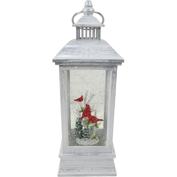 Alpine Corporation MAW202 Cardinal Snow Globe with LED and Music, White