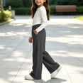 thumbnail image 3 of vzibsiv Boys Girls Sweatpants Wide Leg Fleece Lined Elastic Waist Pants with Pockets School Casual Trousers Dark Gray 12-13Y, 3 of 7