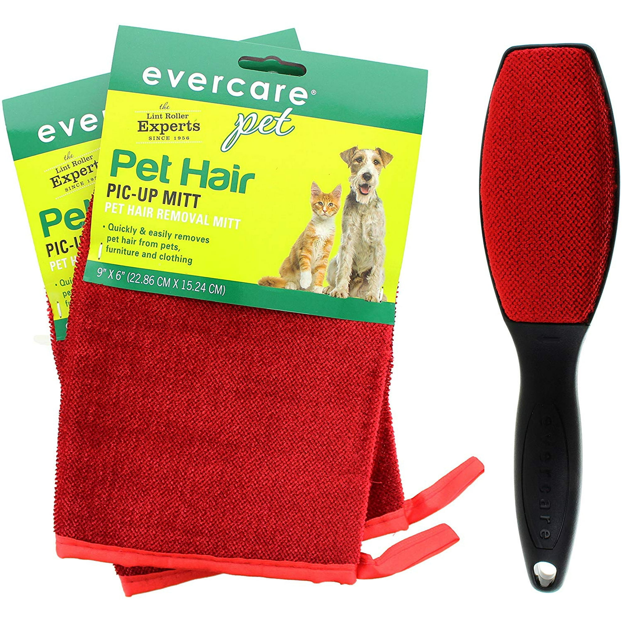 Evercare Pet Hair Remover Glove Pic Up Mitt 2 and Magic Lint Brush 1 for Pets Clothes Furniture Walmart
