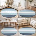 thumbnail image 4 of Large Round Rug 8Ft, Haze Blue Aqua Stripe Non-Slip Washable Circle Rugs Carpet, Modern Art Horizontal Striped Indoor Outdoor Rug Floor Mats Throw Runner for Bedroom Living Room Bathroom, 4 of 8