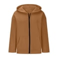 thumbnail image 5 of jtjvou Womens Zip Up Hoodies Fall Winter Long Sleeve Hooded Sweatshirts Soft Comfy Casual Fleece Y2k Jacket with Pockets Brown M, 5 of 6