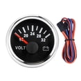 thumbnail image 1 of Voltímetro de 52mm/2 pulgadas, 18-32V, retroiluminación de 7 colores, voltaje de trabajo de 9-32V para barco, coche, camión, motocicleta, ATV, esfera negra, cubierta plateada Jadeshay A, 1 of 8