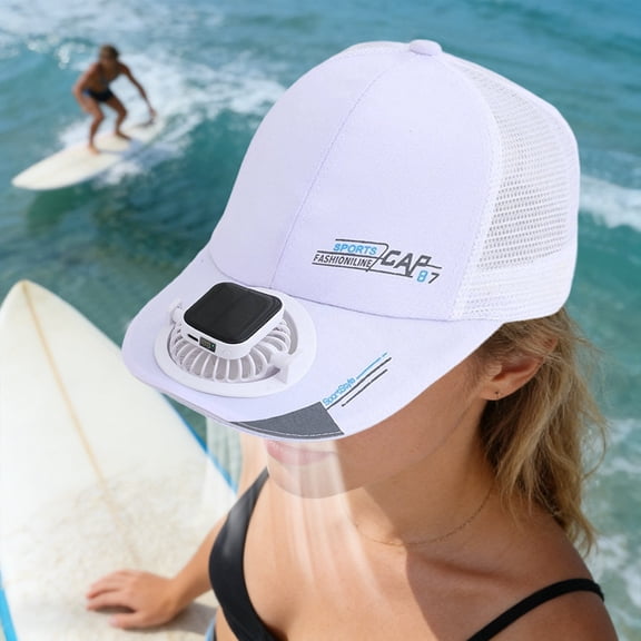 Deeceymbur Solar Fan Hat Rechargeable with USB Charging Outdoor Cooling Wide Brim Breathable Mesh for Gardening Fishing Beach Walking