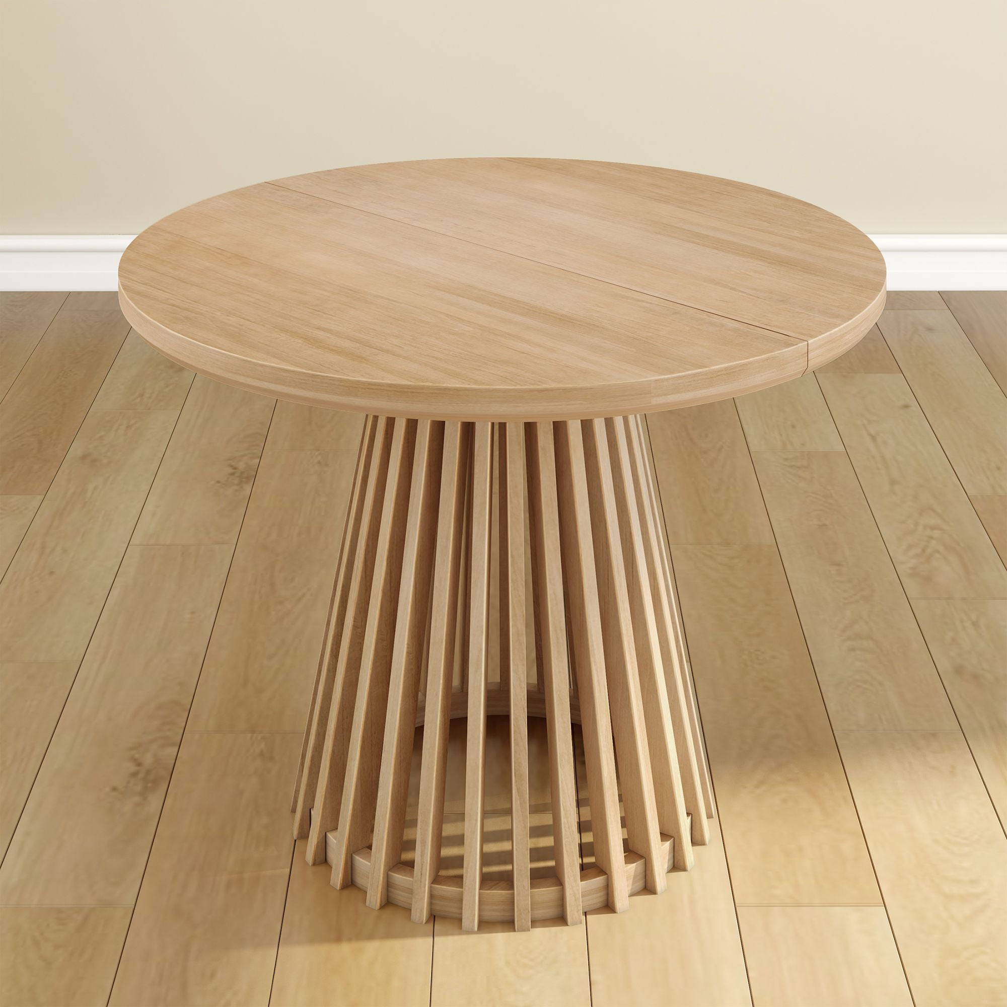Plank+Beam 38" Lido Round Dining Table, Solid Wood Minimalist Kitchen Table for 4, Blonde